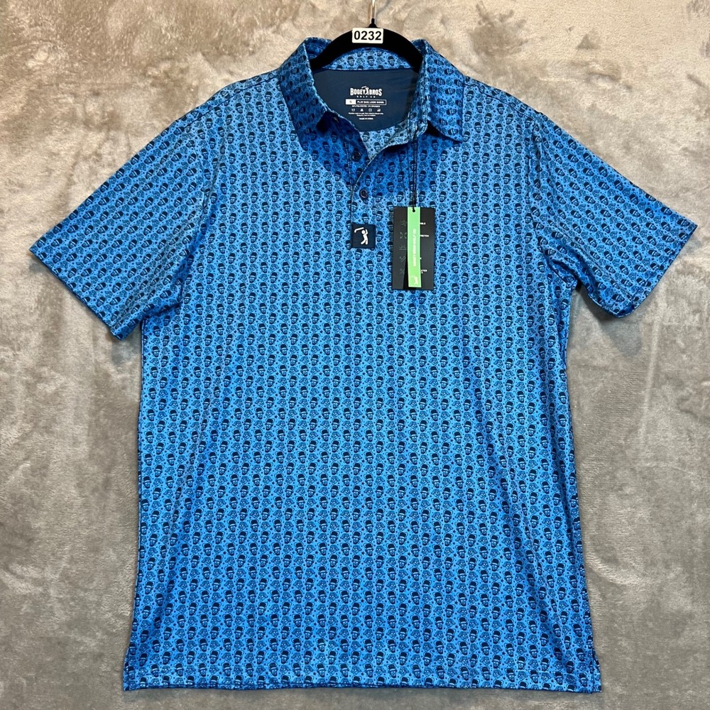 Bogey‎ Bros Golf Polo Men's Small Blue Mt. Crushmore Performance Outdoor Dad